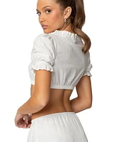 Edikted Women's Lenora Puffed Sleeve Crop Top