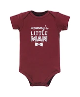 Hudson Baby Boys Cotton Bodysuits, Burgundy Beige Suspender, Preemie