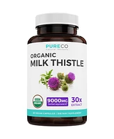 Organic Milk Thistle Capsules, Supports Liver Cleanse, Liver Detox & Gut Health, Pure Co, 60ct