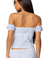 Edikted Women's Taryn Off Shoulder Striped Top