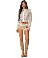 Edikted Women's Peyson Sheer Lace Top