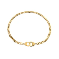 Bling Jewelry Biker Punk Rocker Biker Jewelry Statement Chain Handcuff Necklace Silver or Gold Tone Stainless Steel Pendant 20 Inch