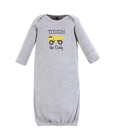 Hudson Baby Baby Boys Hudson Gown, Swaddle Blanket and Cap or Headband, Construction, 0-6 Months