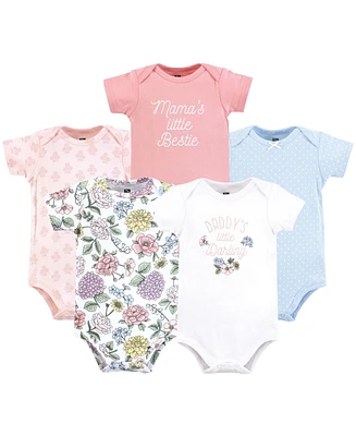 Hudson Baby Girls Cotton Bodysuits, Vintage Blossom, Preemie