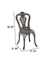 Outdoor Bistro Chairs Set of 2, Cast Aluminum Patio Dining Chairs, Bronze