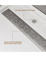 Casainc 60"W X 36"D Solid Surface Single Threshold Shower Base Anti-Slip Shower Pan