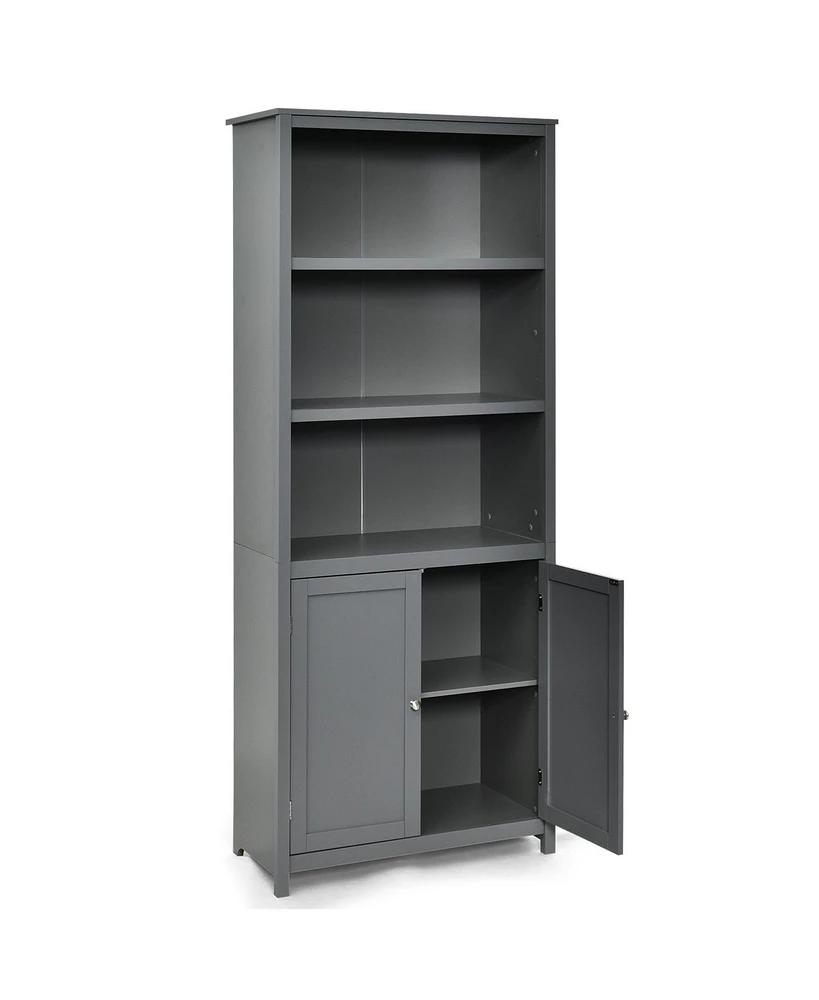 Bookcase Shelving Storage Wooden Cabinet Unit Standing Display Bookcase with Doors
