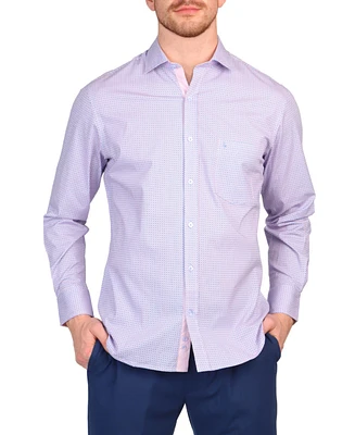 Tailorbyrd Men's Mini Retro Print Long Sleeve Shirt