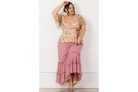 Kiyonna Plus Rosalie Embroidered Wrap Top