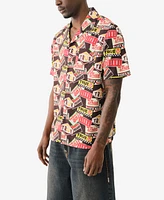 True Religion Men's Short Sleeve Camp Allover Print Shirt