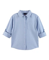 Andy & Evan Big Girls Toddler/Child Blue Woven Buttondown and Shorts Set