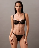 Calvin Klein Women's Ck Black Floral Lace Unlined Balconette Bra QF8028
