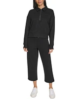 Calvin Klein Women's French Terry Collared Half-Zip Pullover Top