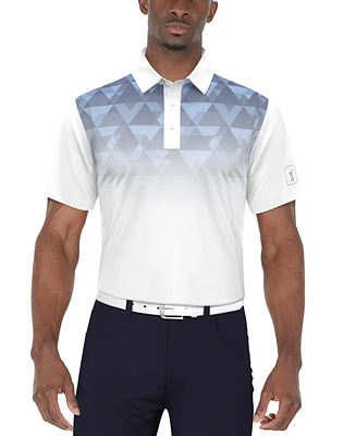 Pga Tour Men's Short Sleeve Ombre Geo Print Golf Polo Shirt