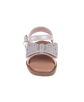 Bebe Toddler Girls Charm and Bow with Rhinestones Sandals