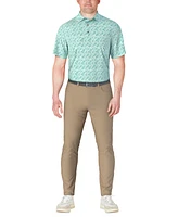 Pga Tour Men's Short Sleeve Botanical Print Golf Polo Shirt