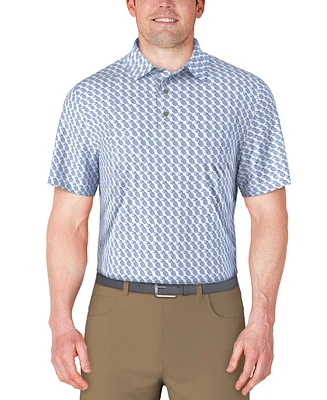 Pga Tour Men's Short Sleeve Pineapple Print Conversational Golf Polo Shirt
