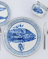 Golden Rabbit Fish Camp Enamelware Dinner Plates, Set of 4
