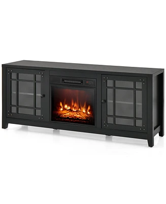 58 Inch Fireplace Tv Stand with Adjustable Shelves for TVs up to 65 Inch