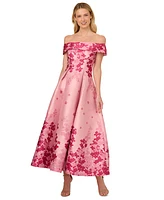 Adrianna Papell Women's Floral-Print Off-The-Shoulder Dress