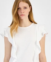 Tommy Hilfiger Women's Cotton Ruffled-Front T-Shirt