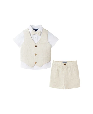 Andy & Evan Baby Boys Short Sleeve Buttondown Bowtie Vest Set