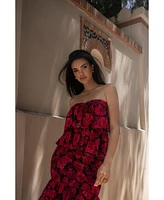 Jluxlabel Women's Floral Casa Blanca Ruffle Dress