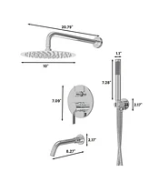 Three function Pressure Balance Shower Set with 10 in Round Shower Head(Valve Included