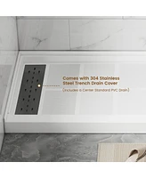 Casainc 60"W X 30"D Solid Surface Single Threshold Shower Base Anti-Slip Shower Pan