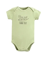 Touched by Nature Baby Boys Organic Cotton Bodysuits, Peas And Thank You, Preemie