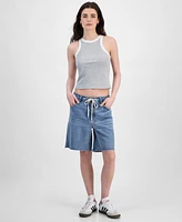 Tinseltown Juniors' Tie-Waist Jort Jean Shorts