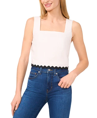 CeCe Women's Square-Neck Rickrack-Hem Crop Top
