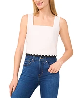 CeCe Women's Square-Neck Rickrack-Hem Crop Top