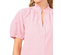 CeCe Women's Split-Neck Raglan-Sleeve Cotton Blouse