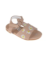 Bebe Toddler Girls Denim and Embroidered Flowers Sandals