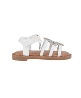 Bebe Toddler Girls Adhesive Strap with Flower Sandals