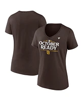 Fanatics Women's Brown San Diego Padres 2024 Mlb Postseason Locker Room V-Neck T-Shirt