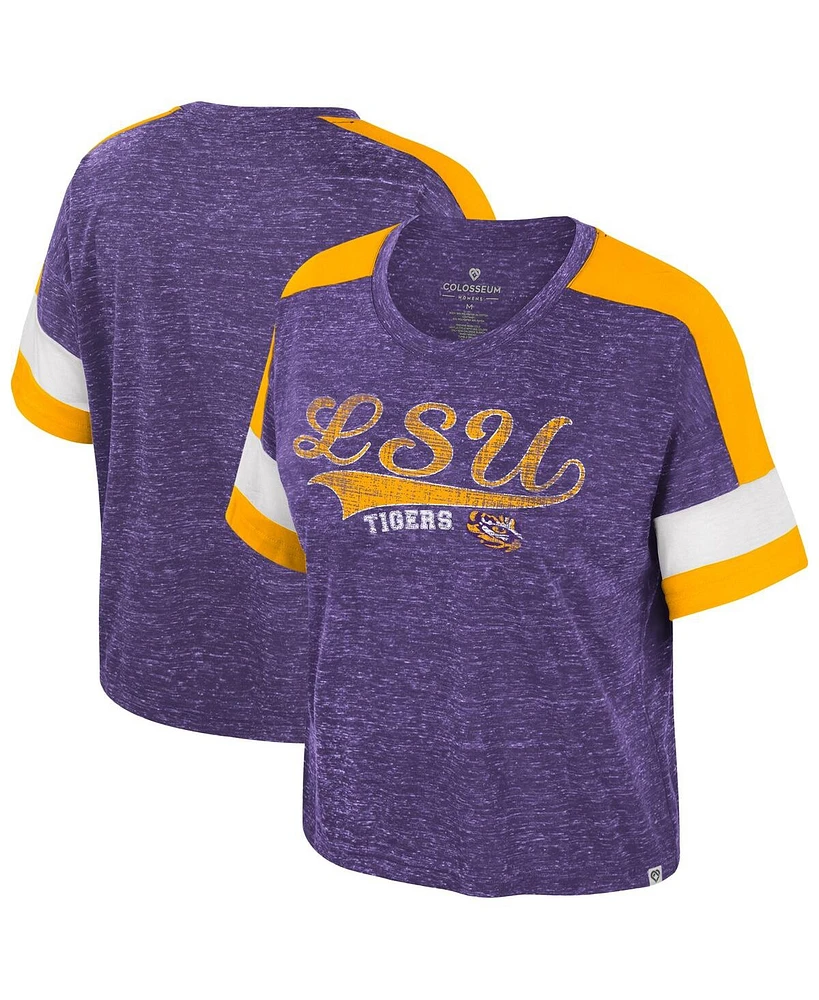 Colosseum Women's Purple Lsu Tigers Color Block Scoop Neck T-Shirt