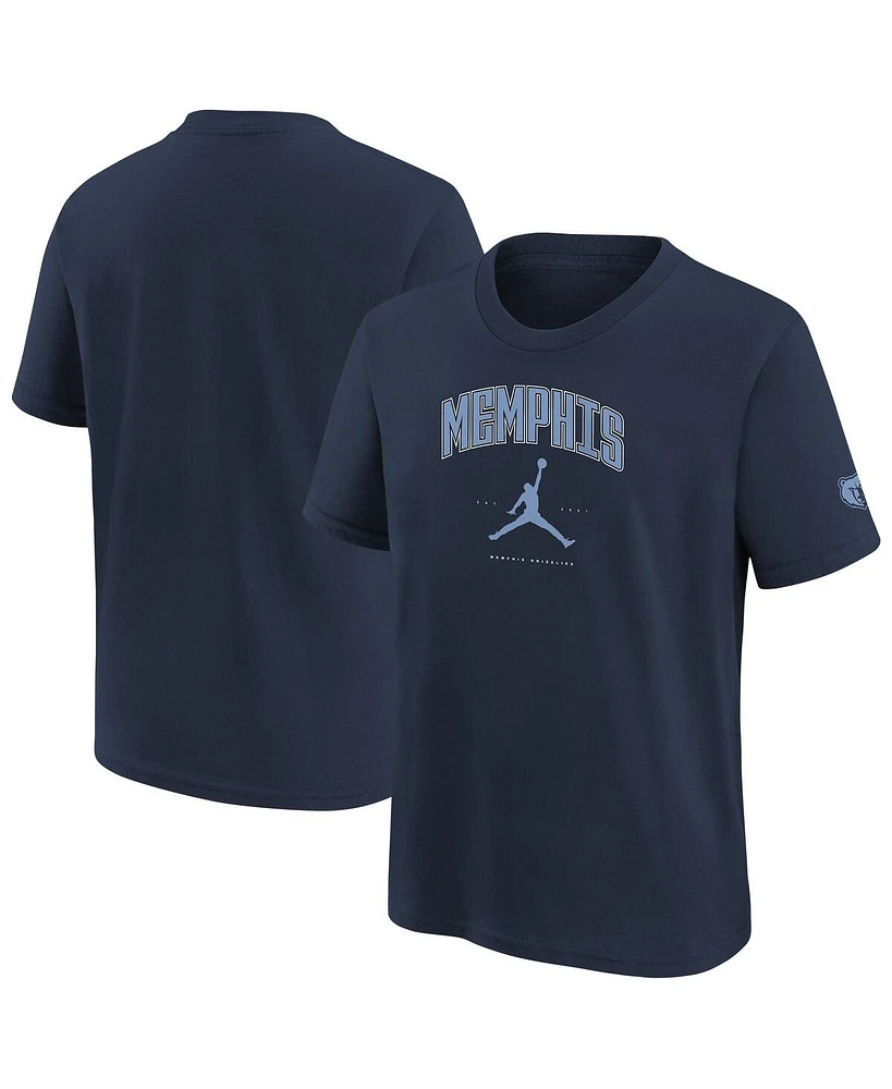 Jordan Big Boys and Girls Navy Memphis Grizzlies Essential Cities T-Shirt