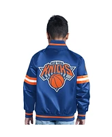 Starter Big Boys and Girls Blue New York Knicks Scrimmage Full-Snap Varsity Jacket
