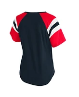 Starter Women's Navy Houston Texans Game On Notch Neck Raglan T-Shirt