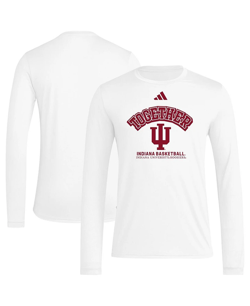 Adidas Men's White Indiana Hoosiers Together On-Court Pregame Long Sleeve T-Shirt