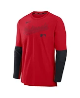 Nike Men's Red/Navy Washington Nationals Authentic Collection Player Lightweight Performance Long Sleeve T-Shirt