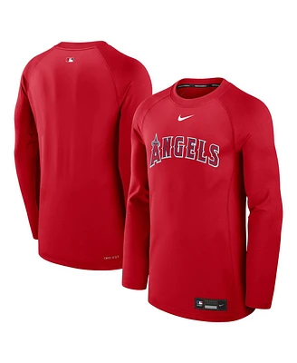 Nike Men's Red Los Angeles Angels Authentic Collection Game Time Raglan Performance Long Sleeve T-Shirt