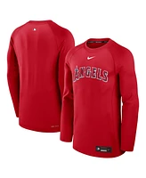 Nike Men's Red Los Angeles Angels Authentic Collection Game Time Raglan Performance Long Sleeve T-Shirt