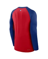 Nike Men's Red/Royal Chicago Cubs Authentic Collection Game Time Raglan Performance Long Sleeve T-Shirt