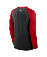 Nike Men's Black/Red Cincinnati Reds Authentic Collection Game Time Raglan Performance Long Sleeve T-Shirt