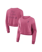 Fanatics Women's Pink Los Angeles Lakers Studio Premium Cropped Pullover Sweatshirt