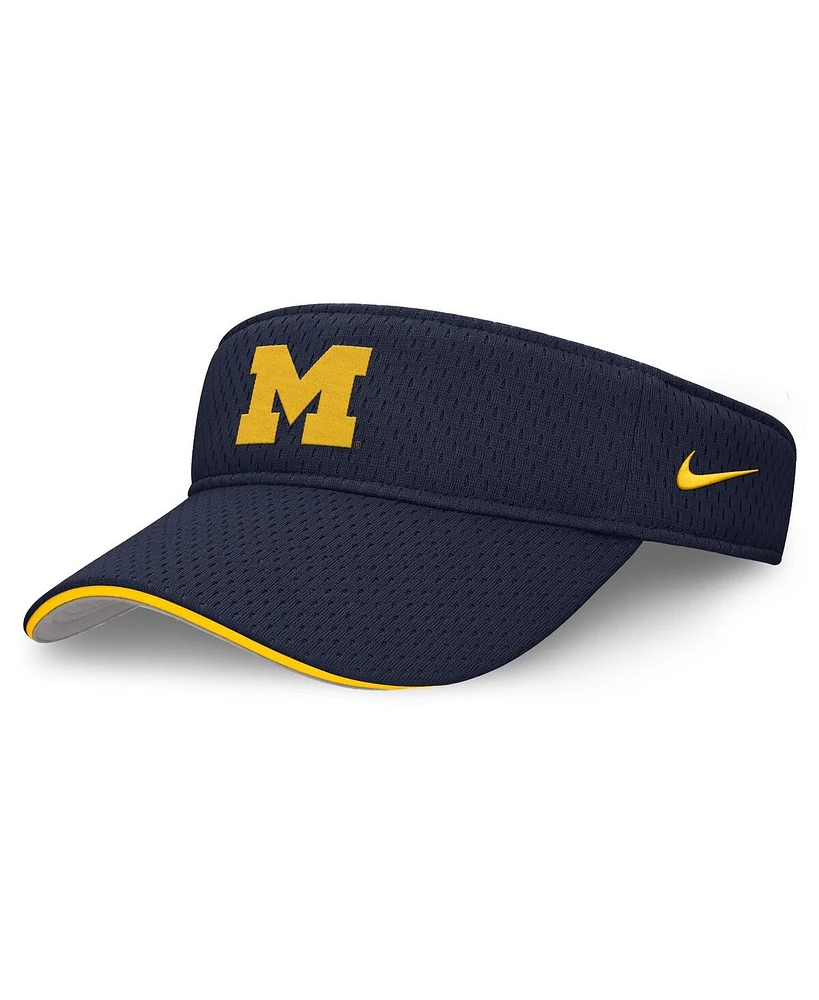 Nike Men's and Women's Navy Michigan Wolverines 2025 Dugout Softball Ace Performance Adjustable Visor Hat
