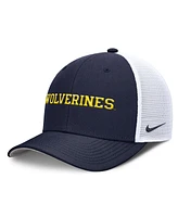 Nike Men's Navy Michigan Wolverines 2025 Dugout Coaches Rise Performance Trucker Adjustable Hat